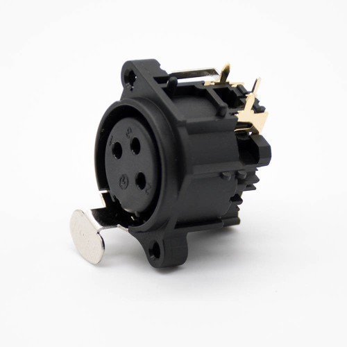 Combo XLR Jack 3 Pole Female XLR 90° Cable Receptacle With Lock Switch Combo XLR Jack 3 Pole Female XLR 90° Cable Receptacle With Lock Switch