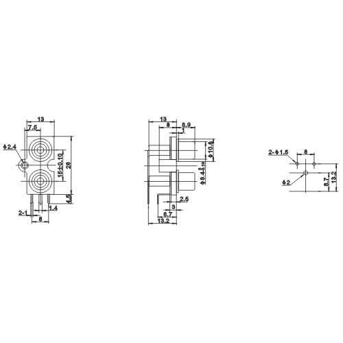 PCB Mount 2 RCA Female 90 degree Right Angle Panel Mount PCB Mount 2 RCA Female 90 degree Right Angle Panel Mount