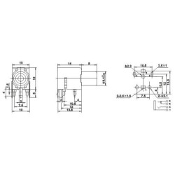 PCB Mount RCA Female Agnled Model With Red Color for AV Coaxial
