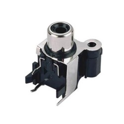 PCB Mouting RCA Coaxial Connector 90 Degree Black Female Horizontal