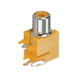 RCA Connector 90 Degree Angle For PCB Mount with Yellow ABS Female