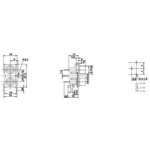 RCA Connector PCB Mount Female Nickel Plated Socket 90Degree RCA Connector PCB Mount Female Nickel Plated Socket 90Degree