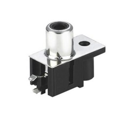 RCA Female Connector End Nickel Plated 90 Degree With Black Hood for PCB