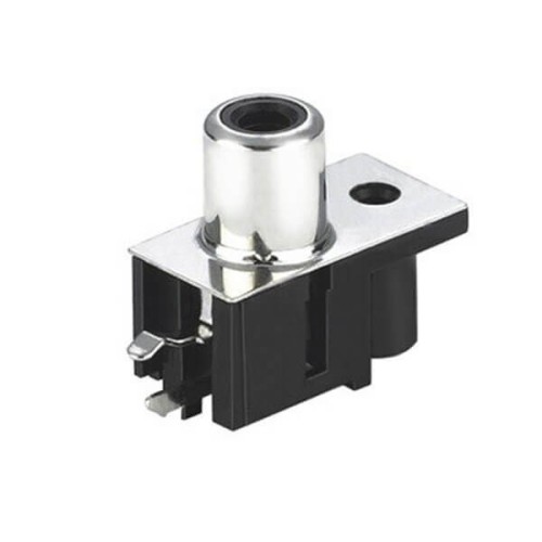 RCA Female Connector End Nickel Plated 90 Degree With Black Hood for PCB RCA Female Connector End Nickel Plated 90 Degree With Black Hood for PCB