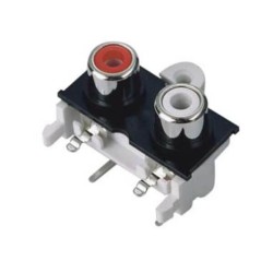 RCA Female Connector Socket Panel 2 Port 4 Pin Connector 90 Degree