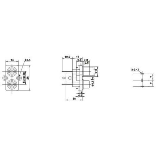 RCA Female Connector Straight for PCB RCA Female Connector Straight for PCB