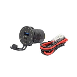 12V Automotive Modified Charger with Color Display Voltage Meter QC3.0+TYPE C Fast Charging USB Charger with Voltage Display