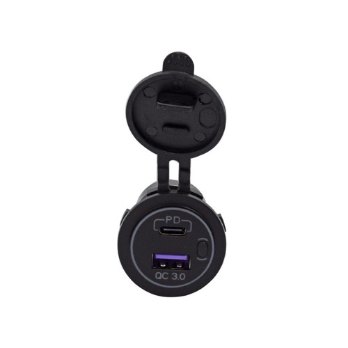 Automotive Modified Dual Fast Charging QC3.0+TYPE-C+PD Dual-Port Charger Blue Light with 60cm Power Cord Automotive Modified Dual Fast Charging QC3.0+TYPE-C+PD Dual-Port Charger Blue Light with 60cm Power Cord