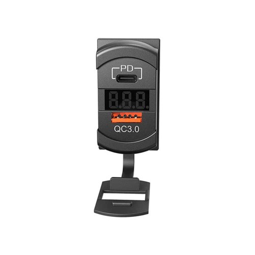 Automotive Modified Switch-Type QC3.0+PD Phone Quick Charging 12V-24V Car Charger with TYPE-C Port and Voltage Display Automotive Modified Switch-Type QC3.0+PD Phone Quick Charging 12V-24V Car Charger with TYPE-C Port and Voltage Display