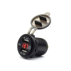 Automotive Motorcycle Electric Equipment Modified Universal Touch Switch 4.8A Dual USB Charger with Voltage Detection Display