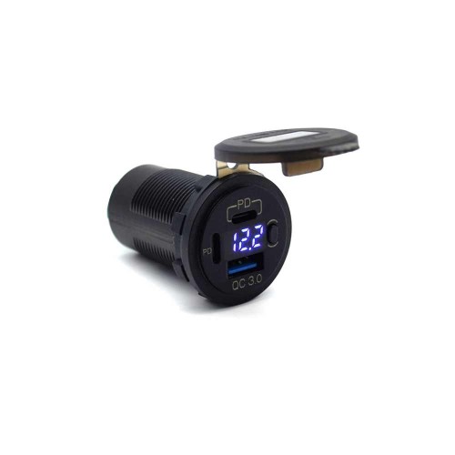 Car-mounted Phone Charger with Dual PD+QC3.0 Fast Charging Modified with Voltage Display and Switch Car-mounted Phone Charger with Dual PD+QC3.0 Fast Charging Modified with Voltage Display and Switch