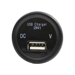 Modified Single USB + Voltage Meter 12-24V Input 5V 2.1A Charging Port with Voltage Detection CE Certified