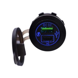 QC3.0+TYPE-C with Voltage Display 12-24V Automotive and Marine Modified Accessory QC3.0 Fast Charging Voltage Display