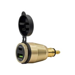 TYPE-C and QC3.0 dual fast charging ports Motorcycle modified charger designed for European standard cigarette lighter