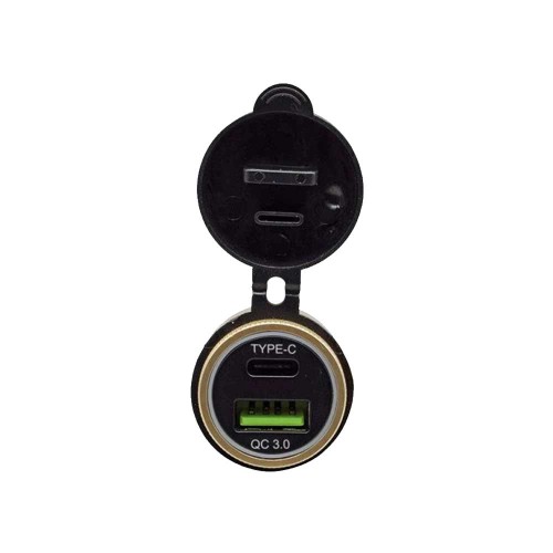 TYPE-C and QC3.0 dual fast charging ports Motorcycle modified charger designed for European standard cigarette lighter TYPE-C and QC3.0 dual fast charging ports Motorcycle modified charger designed for European standard cigarette lighter