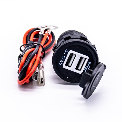 USB Charger Car Battery 5V 3.1A Dual Port Through Hole Socket USB Charger Car Battery 5V 3.1A Dual Port Through Hole Socket