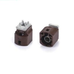 HSD 4 Pin F Coding Straight Vehicle Connector Male Brown TV Signal for PCB Board