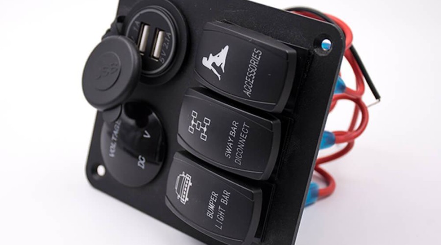 Revolutionize Your Vehicle's Connectivity with the 12V DC Car Socket Wiring 3-Position Switch Double USB Voltmeter Combination Panel!
