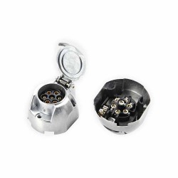7 Pin + 1Pin Automotive Socket Aluminum Flat Round Trailer Connector for Trucks