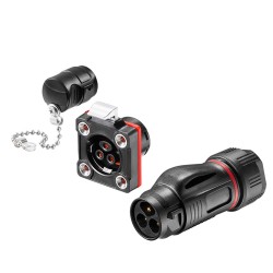 Waterproof Ip67 3 Pin Plastic Pbt Circular Connector For Outdoor Electronic Equipment Male Plug And Female Socket