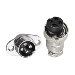 16mm Aviation Plug Connector 2 Hole Flange GX16 4 Pin Male and Female Aviation Connector
