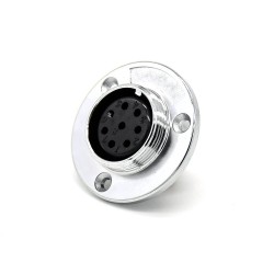 8 Pin Aviation Connector GX25 Female Panel Receptacles Connector and 3 Hole Flange