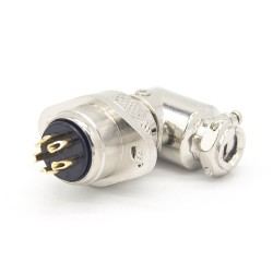 Aviation Connector GX16 5 pin Reverse Type Angled Male Plug and Straight Female Socket 2 Holes Flange