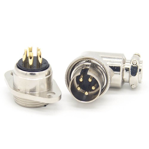 Aviation Connector GX16 5 pin Reverse Type Angled Male Plug and Straight Female Socket 2 Holes Flange Aviation Connector GX16 5 pin Reverse Type Angled Male Plug and Straight Female Socket 2 Holes Flange