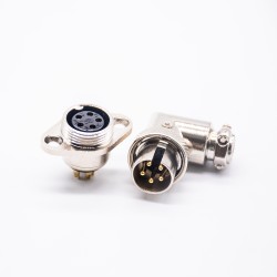 Aviation Connector GX16 5 pin Reverse Type Angled Male Plug and Straight Female Socket 2 Holes Flange