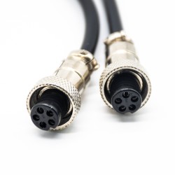 Aviation Connectors Electrical GX12 5 Pin Female to Female Head Aviation Cable Cordset 1M