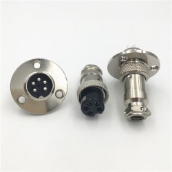 Aviation GX16 5 Pin Connector 3 Hole Flange Mount Connector Male Female Aviation Connector