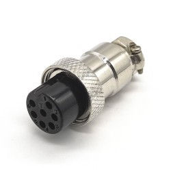 Aviation Plug Connector GX16-7 Pin Female Straight Black Bakelite Insulator