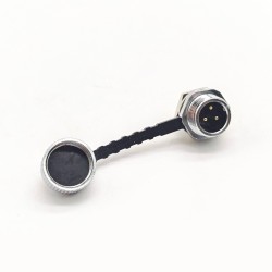 GX12 3 Pin Aviation Connector IP67 Waterproof Male Socket Back Mount Solder Cup for Cable with Metal Dust Cap