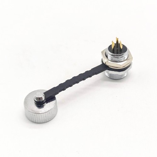 GX12 3 Pin Aviation Connector IP67 Waterproof Male Socket Back Mount Solder Cup for Cable with Metal Dust Cap