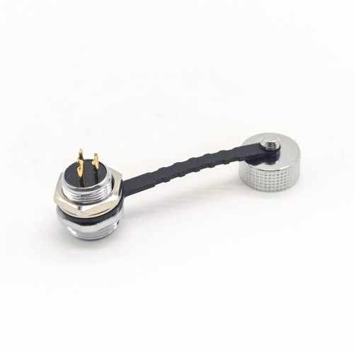 GX12 3 Pin Aviation Connector IP67 Waterproof Male Socket Back Mount Solder Cup for Cable with Metal Dust Cap