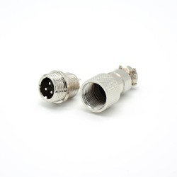 GX12 3 Pin Connector Butt-Joint Type Straight Male Plug Solder Type For Cable