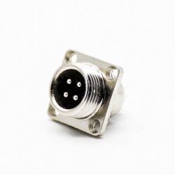 GX12 4 Pin Male Flange Mount Socket Standard Type Solder Type Aviation Connector