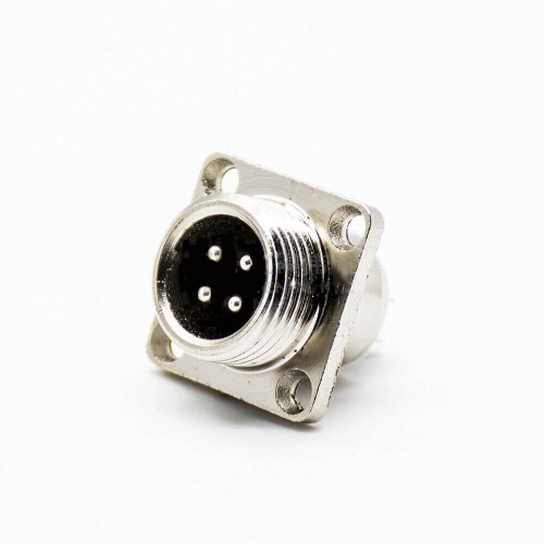 GX12 4 Pin Male Flange Mount Socket Standard Type Solder Type Aviation Connector
