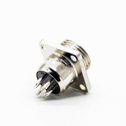 GX12 4 Pin Male Flange Mount Socket Standard Type Solder Type Aviation Connector