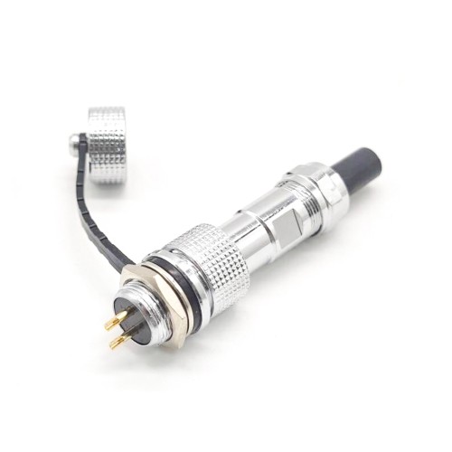 GX12 Connector IP67 Waterproof 2Pin Standard Type Straight Female Plug and Male Socket with Metal Dust Cap GX12 Connector IP67 Waterproof 2Pin Standard Type Straight Female Plug and Male Socket with Metal Dust Cap