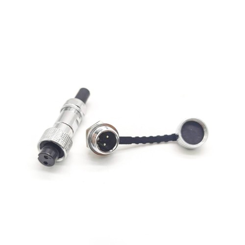 GX12 Connector IP67 Waterproof 2Pin Standard Type Straight Female Plug and Male Socket with Metal Dust Cap GX12 Connector IP67 Waterproof 2Pin Standard Type Straight Female Plug and Male Socket with Metal Dust Cap