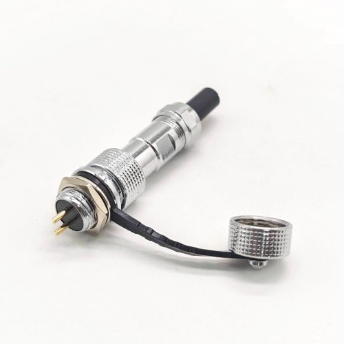 GX12 Connector IP67 Waterproof 2Pin Standard Type Straight Female Plug and Male Socket with Metal Dust Cap GX12 Connector IP67 Waterproof 2Pin Standard Type Straight Female Plug and Male Socket with Metal Dust Cap