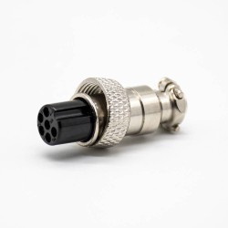 GX12 Plug Standard Type Cable Plug 6 Pin Female Straight Solder Type Aviation Connector
