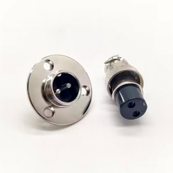 GX16 2 Connector Straight Male Female Metal Flange Mount Connector