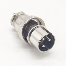 GX16 3 Pin Reverse Straight Male Plug Connector For Cable