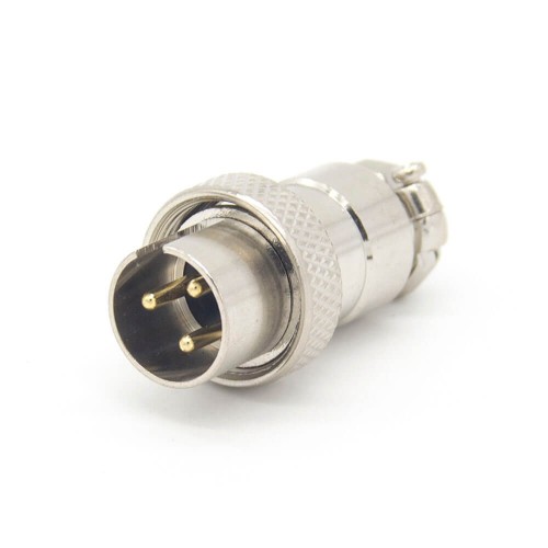 GX16 3 Pin Reverse Straight Male Plug Connector For Cable