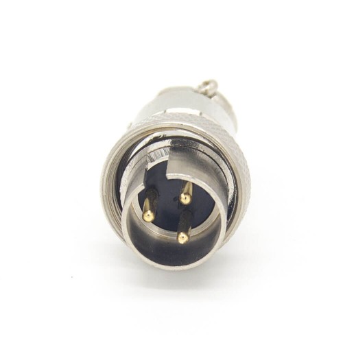 GX16 3 Pin Reverse Straight Male Plug Connector For Cable