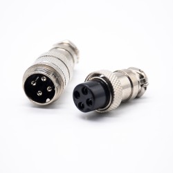 GX16 4 Aviation Connectors Metal Straight Butt-Joint Male and Female Connector