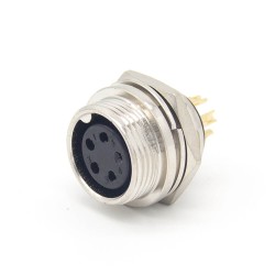 GX16 5 Pin Reverse Female Socket Straight Rear Bulkhead Solder Cup Connector For Cable