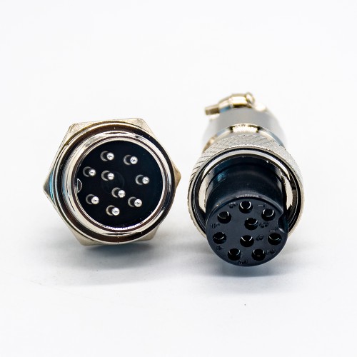 GX16 9 Pin Connector Straight Standard Type Female Pulg to Male Socket Rear Bulkhead Solder Type For Cable GX16 9 Pin Connector Straight Standard Type Female Pulg to Male Socket Rear Bulkhead Solder Type For Cable